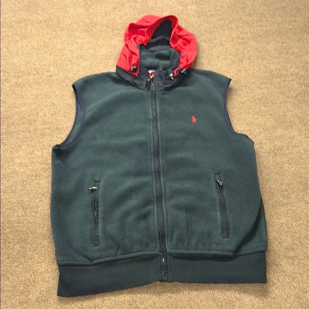 Polo Ralph Lauren Hoodie Mens X-LARGE Black Full Zip Sweater Activewear VTG